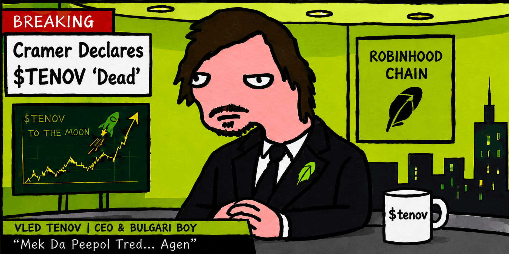 VLED TENOV meme news broadcast screen